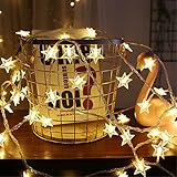 LED-Lichterkette, 6 m, 40 Stück, warmweiß, Sternenlichterkette für Valentinstag, Weihnachten, Party, Neujahr, Hochzeit, Dekorationen für Innen- und Außenb