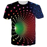 NEWISTAR Unisex Tshirts Geometric 3D Patchwork Sommer-beiläufige Kurze Bunte T-Shirts T-Stücke S
