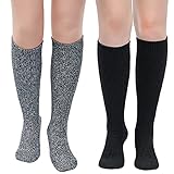SATINIOR 2 Paar Damen Gummistiefel Socken Damen Gummistiefel Socken Damen Winter Thermische Stiefel Socken Warm Wolle Mischung Gummistiefel Socken für Frauen, UK Größe 4-8 (Schwarz, Dunkelgrau)