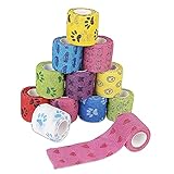 Fixierbinde Selbsthaftend, 12 Stück Selbsthaftende Bandage Hund Vet Wrap Pet Selbstklebender Verband Pet Cohesive Bandages Elastisch Pet Vet Wrap Selbst den Verbände - 12 Farben - Je 5 cm x 4,5 M