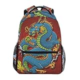 Blauer Chinesischer Drache Studentenrucksack Kinderrucksack Büchertasche Schülerrucksack mit Laptop Rucksäcke für die Reise Teen Mädchen Jung