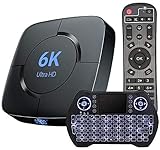 Android 10.0 TV-Box, Allwinner H616 Quad-Core 64-Bit-Quad-Core-Cortex-A53-CPU 2,4 GHz/5 GHz Dualband-WLAN 6K Ultra HD-Auflösung Bluetooth 4.1 mit beleuchteter Mini-Wireless-TastaturTV-Set-Top-Box(C