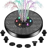 Reesibi Solar Springbrunnen mit LED, 3W Solarbrunnen mit 7 Fontänenstile, Solar Teichpumpe Eingebaute 900 mAh akku, Solar Teichbrunnen Wasserpumpe für Teich /Vogel-Bad /Garten (4 Anti-Kollision Bars)