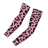 Dreaweet Kühlende Armstulpen, 2 Stück, für Damen und Herren, Outdoor-Sport-Kompressionsbezüge., Rosa Kuh-Druck., Medium Größ