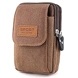 BAGZY Herren Bauchtasche Gürteltasche Hüfttasche Kleine Handy Tasche Canvas Waist Bag Reisetasche Herrentasche Geldbörse Wandern Taille Tasche,für Wandern, Camping, Reisen,ohne Schultergurte(Braun)