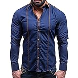 QWERD Herren Hemd Bügelleicht Kentkragen Hemden Slim Fit Anzug mit Kontrasten Farbe Übergröße Herren Hemd Regular Fit Langarm Herrenhemden Freizeithemd Regular Businesshemd Musterhemd M-4XL