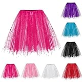 Glücksvogel Damen Tüllrock Tutu Minirock Mit Pailletten Petticoat Rock Tüllrock Damen 50er Rockabilly Petticoat Tutu Unterrock Karneval Kostüm Kurz Ballet Petticoat Tüllrock