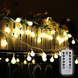 80 Leds Globe Lichterkette 10 Meter, Tomshine Warmweiße Kugel Lichterkette mit IR Fernbedienung, Batteriebetriebene/IP44 W