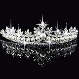 zrshygs Brautkrone Hochzeit Braut Prinzessin Strass Perle Kristall Haar Tiara Hochzeit Schleier Stirnb