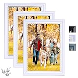 Bilderrahmen, 20,3 x 25,4 cm, mit High-Definition-Plexiglas, zur Wandmontage oder als Tisch-Display-Bilderrahmen, Weiß