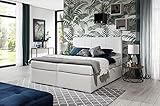 A-dekor home Boxspringbett Paris Hotelbett, kontinentales Bett,140/160/180x200cm,Grau/Schwarz/Weiß/Braun, Bettkasten, Bonell Matratze, Topper (Weiß Kunstleder Soft 17, 160 x 200 cm)