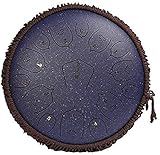 Tongue Drum, 14-Zoll-15-tone-Stahl-Zunge-Trommel, C-Sound-Lotus-Schlagzeuger-Schlagzeug-Percussion-Instrument, mit Drumstick-Aufbewahrungstasche Set, verwendet für Musikleistung Psychotherapie ,S