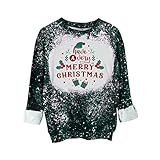 Weihnachten Sweatshirt Frauen Pullover Tops Langarm Lose Casual Rundhals T-Shirt Xmas Winter Warm Tee Shirt, A19_grün, XXXL
