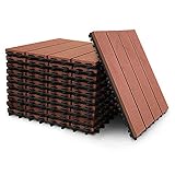 SONUG WPC Terrassenfliesen Holz Kunststoff Fliesen,30x30cm,11 Stück,braun,Balkonfliesen Klickfliesen Garten Decking Déco,Wasserdicht,korrosionsbeständig