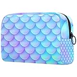 Kulturbeutel Fantasie Blaue Meerjungfrau Reise Kosmetiktaschen Multifunktionale Makeup Tasche Waschtasche Münzbeutel mit Reißverschluss 18.5x7.5x13