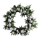 YNGJUEN Künstliche Kranz natürlicher Baumwoll Bolt Blume Runde Kranz Künstliche grüne Blätter im Freien Innen Hochzeit Zentrum Dekoration 30