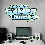 tjapalo® vr40 Cooles gamer Wandtattoo Junge Name wandtattoo junge kinderzimmer name Gamer Lounge, Größe: B58xH30