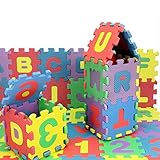 Soapow Puzzlematte für Kinder, Alphabet, Zahlen, ineinandergreifend, weicher EVA-Schaumstoff, 36 Stück