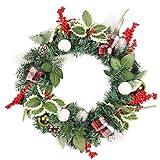Weihnachtskranz Künstlicher Türkranz, 15.74” Weihnachtskranz Deko mit Beeren und Tannenzapfen Künstliche Kranz Deko Wandkranz Weihnachten für Parties Feste Weihnachten, Advent,Dek