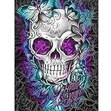 Diamond Painting Totenkopf Schmetterling,5D Diamant Painting Horror Bilder Full Cross Stitch Kit,Diamant Malerei Gothic für Deko Wohnzimmer Schlafzimmer Painting Bilder,30 x 40