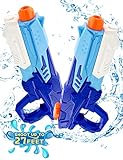 HOPOCO Wasserpistole Spielzeug für Kinder, 2 Pack 600ML Long Range Water Gun mit Reichweite 8-10M , Spritzpistole für Kinder Erwachsene, Sommerspielzeug für Pool Beach Water Party