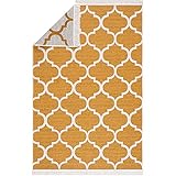 BOHO HOME Teppich Läufer Flur - Teppiche für Wohnzimmer, küchenteppich, Schlafzimmer, Kinderzimmer, Badezimmer, Waschbar - Boho Deko - Gelb , Größe: 120 x 170