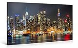 Picanova Illuminated Manhattan New York 100x50cm – Premium Leinwanddruck – Kunstdruck Auf 2cm Holz-Keilrahmen Für Schlaf-Und Wohnzimmer Druck Auf Leinwand, mehrfarbig