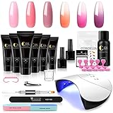 Coscelia UV Nagelverlängerung Gel 6 * 15ML Thermo Poly Nagellack 36W UV/LED Nagellampe Starter Set Temperatur Gel Nägel S