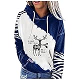 Hoodies für Damen Weihnachtspullover mit langen Ärmeln, süßes T-Shirt mit Kordelzug, Übergröße, Pullover Sweatshirts mit Tasche, B