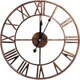 Herdress Dekorative Wanduhr Centurian Roman Numeral Style Modern Home Decor Ideal für Wohnzimmer, Analoge Metalluhr - Bronze-58