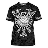RKWEI Herren T-Shirt 3D Wikinger Tattoo Druck Frauen Kurzarm Tops Bluse Tee Persönlichkeit Neuheit Casual Sommer Quick Dry Jungen und M