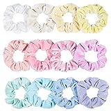 Whaline Macaron Serie Scrunchies Samt Set, Bunte Haarbänder Velvet Haargummis Elastisches Haar Gummiband für Frauen Mädchen Pferdeschwanz Haarschmuck (12 Stück)