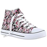 stiefelparadies Damen Schuhe 140090 Sneakers SCHWARZ PINK Muster 37 F