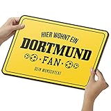 Elbeffekt Fussball Dortmund Schild aus Holz- personalisierbares Geschenk - Opt. Beleuchtung - Wohnzimmer Deko - personalisierbar zum Hinstellen/Aufhängen - Dortmund Geschenk - persönliches Geschenk