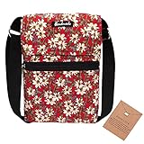 Handgemachte Baumwoll-Handtasche mit Blumenmuster, Handytasche, Crossbody-Tasche für iPhone und Samsung, A-flower_l-red-fw, M