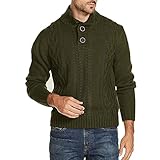 PANBOB Jacke Herren Slim Fit Einfarbig Lässig Sweater Herren Komfortabel Atmungsaktiv Strickwaren Herren Frühling Herbst Einfachheit Mode Übergangsjacke Herren G-Green1 XXL