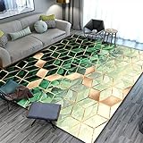 Waschbar Teppich Bürostuhl Geeignet Visuelle 3D-Effekte Teppich Mit Muster grün gelb beige 180X250