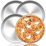 TEAMFAR Pizzablech, Rund Pizzaform Pizzapfannen 4er-Set aus Edelstahl, ∅ 29 cm Pizza Backblech zum Backen im Ofen, Gesund & Langlebig, Leicht zu reinigen & Spülmaschinengeeig