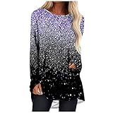 Langarmshirt Damen Mode Farbverlaufsdruck Rundhals Longsleeve Tshirt Langarm Pullover Basic Tops Basic Oberteile T Shirt Elegant Damenbluse Langes Hemd Lässiges T-S