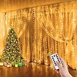 LED Lichterketten Lichtervorhang - 3x3m 300 LEDs Weihnachten Lichterkettenvorhang Innen mit Timer 8 Modi, USB Vorhanglichter Wasserdicht für Christmas Schlafzimmer Zimmer Hochzeit Partydek