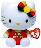 TY 46245 - Exklusive City-Hello Kitty Baby - Berlin mit Schleife, Plüsch, 15 cm, schwarz/rot/G