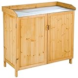 TecTake 402199 - Pflanztisch mit Unterschrank, 98 x 48 x 95 cm, Impräg