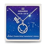 Qings 925 Silber Halskette Damen Wassermann Sternzeichen Anhänger Kette mit Kreis Stern Zirkonia Wassermänner, Silberne Kette für Frauen M