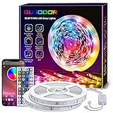 GUSODOR Bluetooth LED Strip 10M,RGB LED Streifen,Band Lichter,Mehrere Steuermodi, App Steuerung,IR-Fernbedienung,Starkes Klebeband,Dimmbar,LED Lichterkette für Zuhause/Küche/Party/TV/Dekoration/B