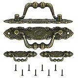 KBNIAN 4 Stück Antiker Stil Möbelgriffe Schrank Griff Schubladengriff Zinklegierung Retro Dekorative Türgriff mit Schrauben für Schublade, Tür, Schränke (10.5*2cm)