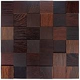 wodewa Holz Wandverkleidung selbstklebend 3D Optik Wenge 30x30cm Wandpaneele Moderne Wanddekoration Holzverkleidung Wohnzimmer S