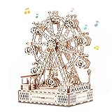 Cuteefun Holzmodelle Bausätze Erwachsene, Riesenrad mit Musik, Hölzerne Mechanische 3D Puzzle, Baukasten Holz, Geschenkideen für Jungen Mädchen Teenager Männer und F