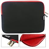 Emartbuy® Schwarz/Rot Wasserdicht Neopren weicher Reißverschluss Kasten Abdeckung Sleeve Mit Rot Interieur und Zip Geeignet Für Odys Prime Win 12 2 in 1 Tablet PC 11.6 Zoll (11.6-12.5 Zoll)