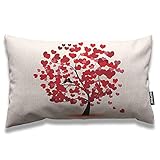 Herz-Kissenbezug, 30,5 x 50,8 cm, Valentinstag, Herz, Baum für Hochzeit, Brautschmuck, rechteckige Kissenbezüge, Heimdekoration, Baumwollleinen, Kissenbezug für Bett, Sofa, R