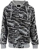 SwissWell Herren Camouflage Kapuzenjacke Sweatjacke Hoodie Jacke Pullover Mit Kapuze Reißverschluss Und Fleece-Innenseite O